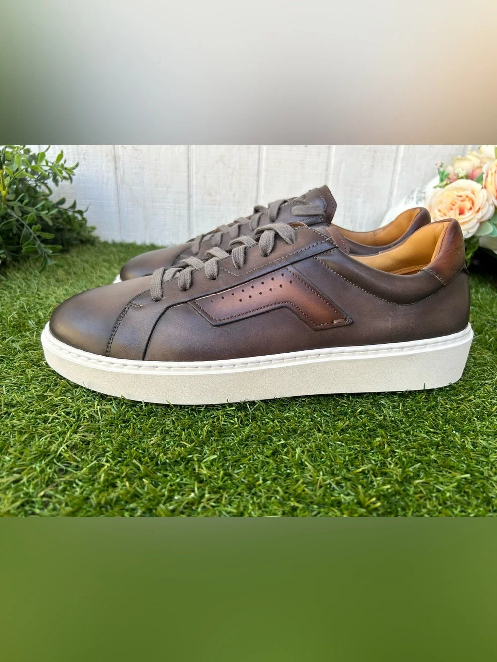 Magnanni Men's Phoenix Lace Up Sneakers Core: Grey/Brown size 10 Like new/no box
